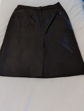 Vintage Woman's  Norcuer Caif Skin Brown Leather Zip Up Leather Skirt